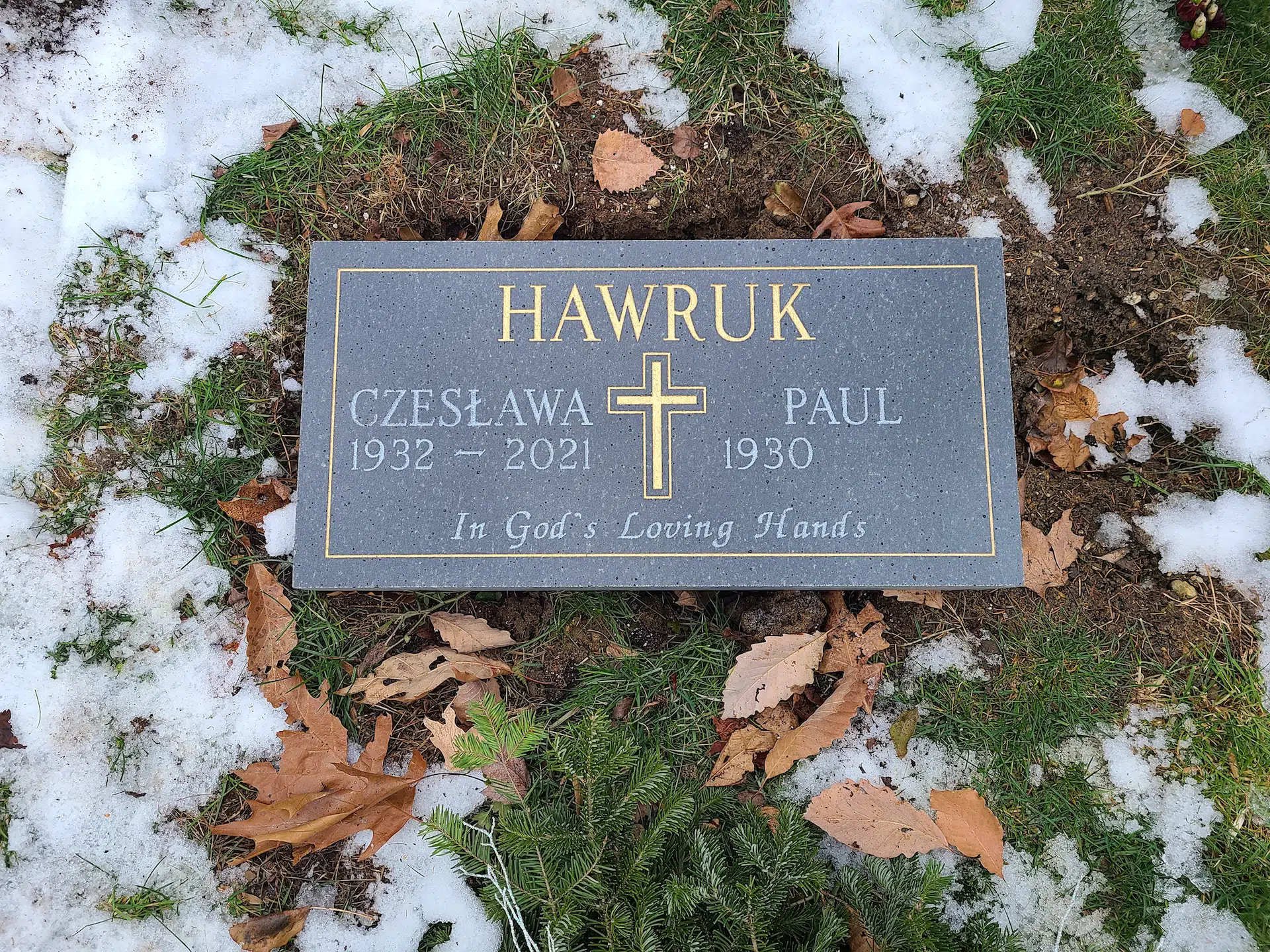 Granite Grave Marker hand-carved by Slant Marker Shop in NJ — image 2